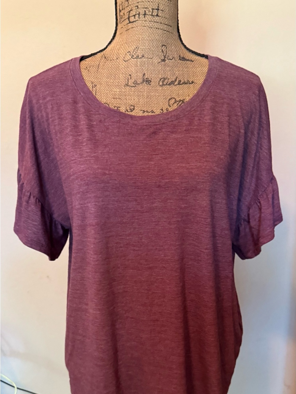 Calvin Klein Jeans Scoop Neck Short Sleeve Top in Plum